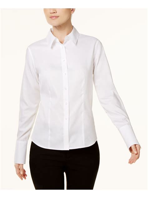 Calvin Klein Calvin Klein Womens White Long Sleeve Collared Button Up