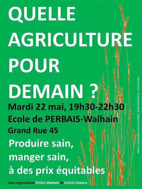 Quelle Agriculture Pour Demain Ecolo Chastre