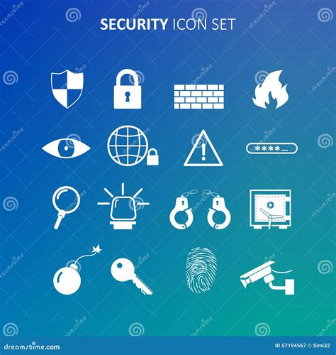 Security Icon Set Stock Vector Illustration Of Locker 57194567