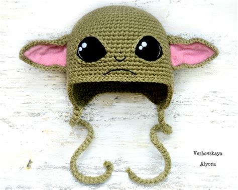 Custom Knit Baby Yoda Beanie Hat With Eyes For Toddler Child Etsy
