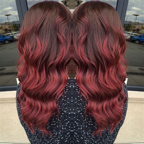 Dark Red With Deep Brown Roots Ombré Red Hair Dark Roots Red