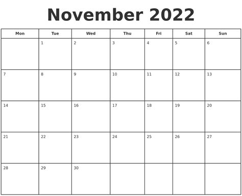 November 2022 Print A Calendar 20 November 2022 Calendar Printable Us