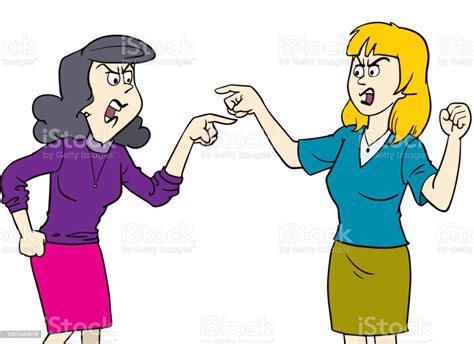 Female Friends Arguing Yelling At Each Other Stock Illustration