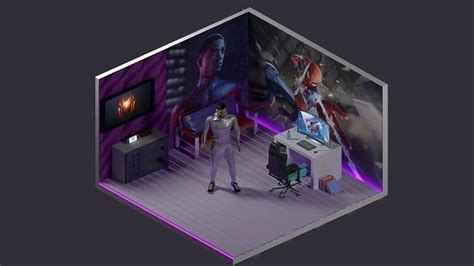 3d Model Spider Man Isometric Gaming Room Vr Ar Low Poly Cgtrader