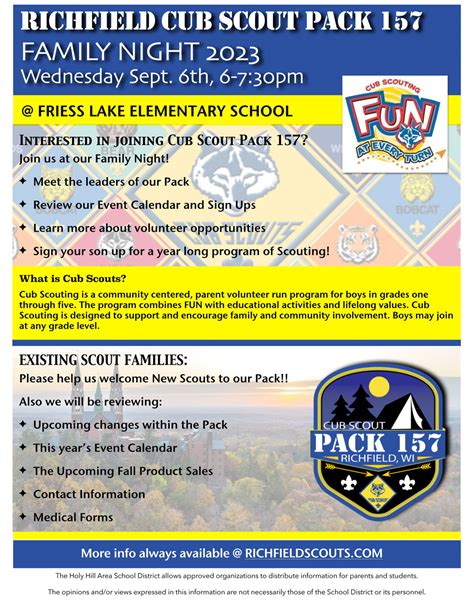 September 2023 Newsletter Richfield Cub Scout Pack 157