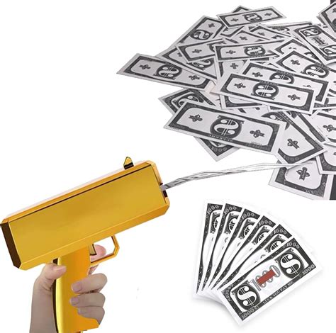 Gold Money Gun Shooter Fake Prop Gun With 100pcs Prop Money Make It