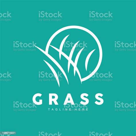 Green Grass Logo Design Farm Landscape Illustration Natural Scenery