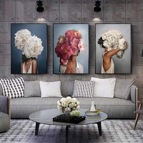 51 Beauty Gallery Wall Decor Ideas With Flowers Abstract Canvas