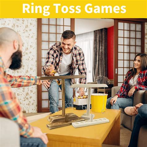 ring toss hook and ring indoor table top ring toss games interactive play game wooden ring