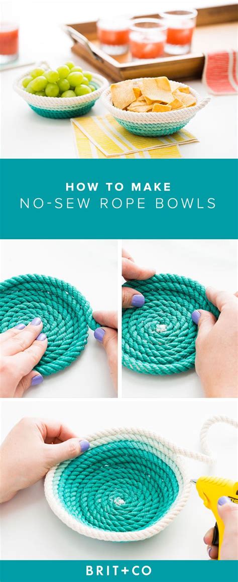 How To Make Beautiful No Sew Rope Bowls Rope Crafts Diy Rope Basket