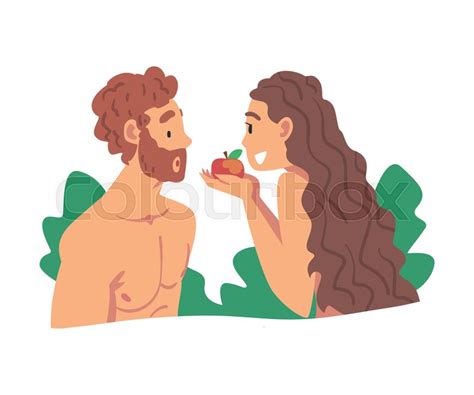 Adam And Eve Partaking Forbidden Fruit Stock Vector Colourbox
