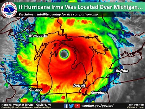 Hurricane Irma Would Cover Great Lakes Region If Located Over Michigan