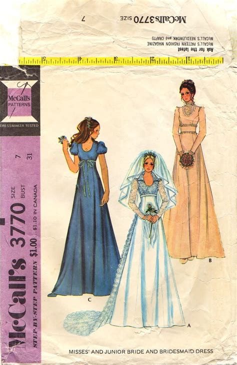 70s Brides Bridesmaid Dress Sewing Pattern By Keepsakesstudio
