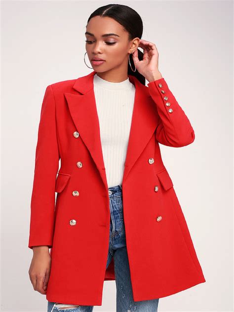 Women Red Long Wool Coat Women Jacket