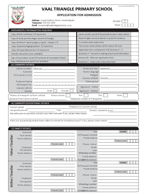 Fillable Online Vaal Triangle Application Form Fax Email Print Pdffiller