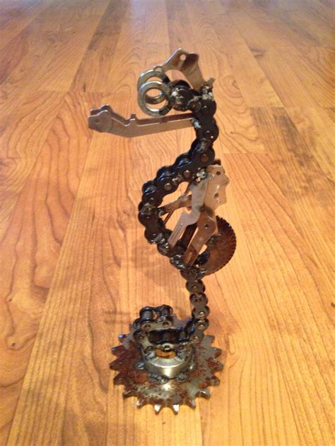 Seahorse Steampunk Metal Sculpture Made From Scrap Steel Alkolai Art