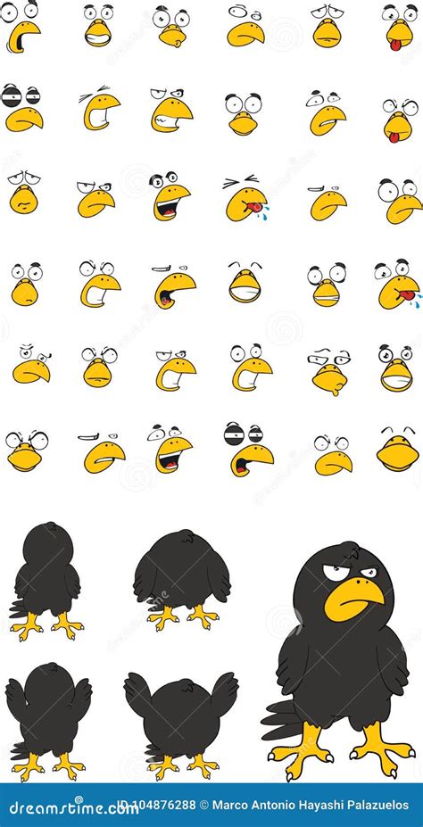 Funny Crow Cartoon Expressions Set Vector Illustration Cartoondealer