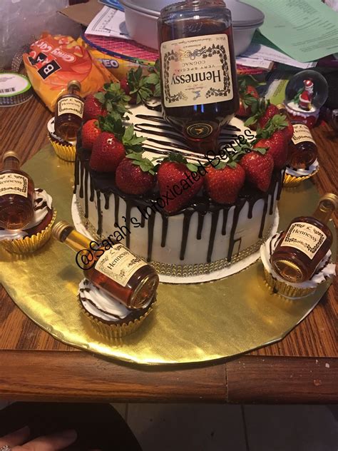 Strawberry Hennessy Cake Hennessy Cake Alcohol Birthday Cake Cake