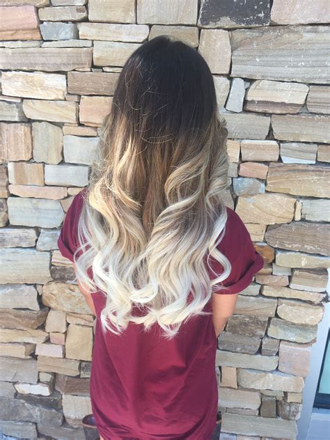 Dark Brown To White Blonde Balayage Aveda Hair Ombré Blond Ombre
