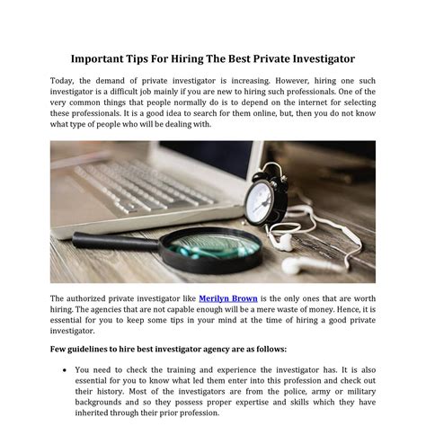 Important Tips For Hiring A Private Investigator Merilyn Brownpdf