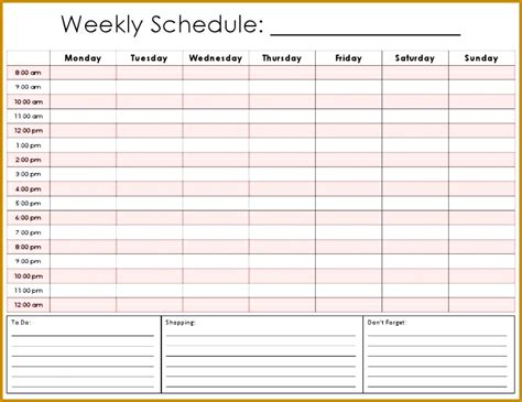 Blank Weekly Template Printable Free Weekly Schedule