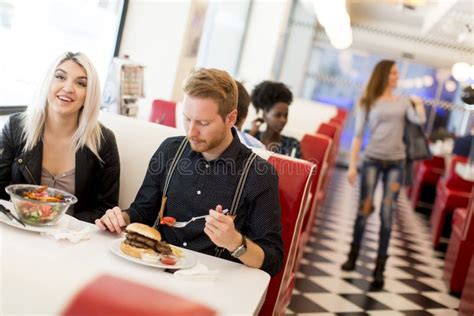 People In Diner Stock Image Image Of Hamburger People 77064219