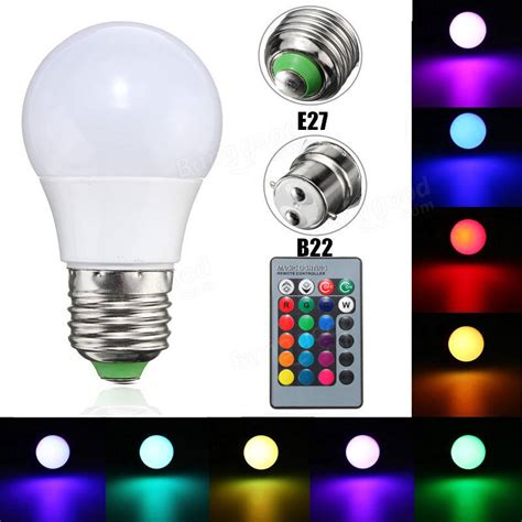 3w E27b22 Dimmable Rgb Led Light Color Changing Lamp Bulb 24 Key