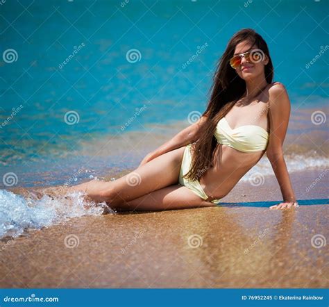 Angel Yellow Bikini Sea Stock Image Image Of Adult