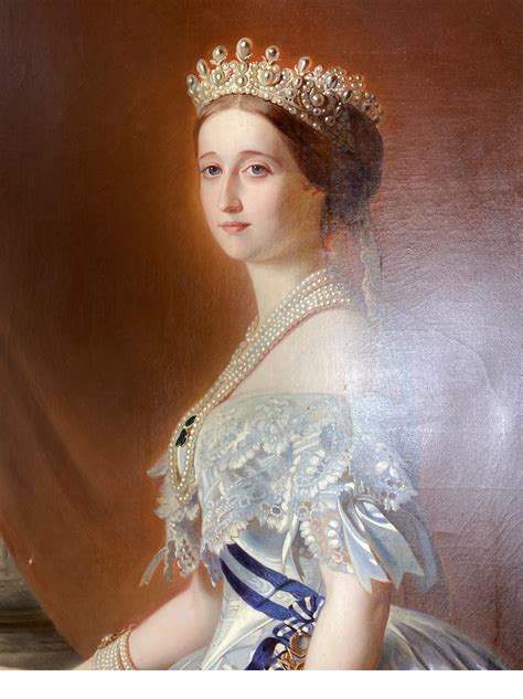19th Century German Oil On Canvas Of Empress Eugenie In A White Court