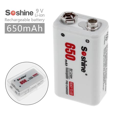 1 Piece Soshine 9V Rechargeable Battery 650mAh 9v battery li ion battery 9v bateria   Battery 