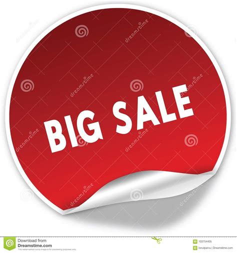 BIG SALE Text On Realistic Red Sticker On White Background. Stock Illustration - Illustration of ...