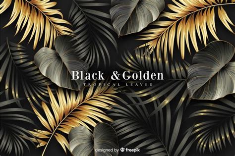 Golden Tropical Leaves Background Free Vector Download 2020