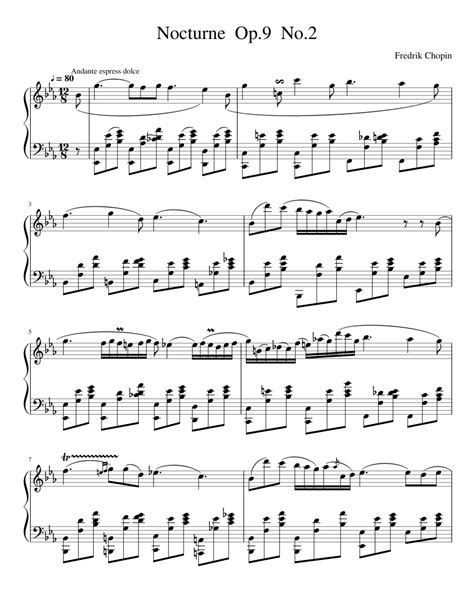 Nocturne Op9 No2 Frederic Chopin Sheet Music For Piano Download Free