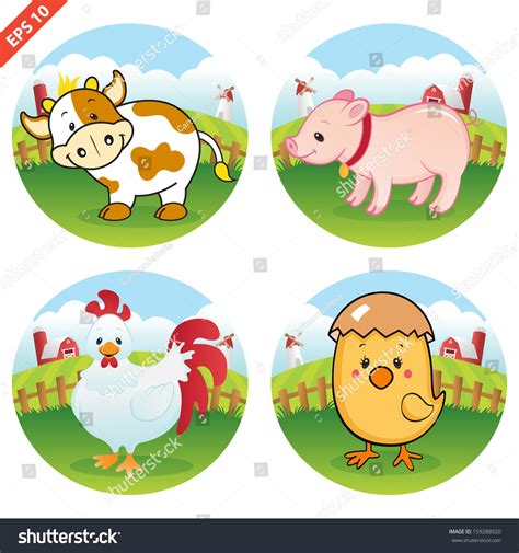 Cartoon Set Farm Animals Vector Vector Có Sẵn Miễn Phí Bản Quyền