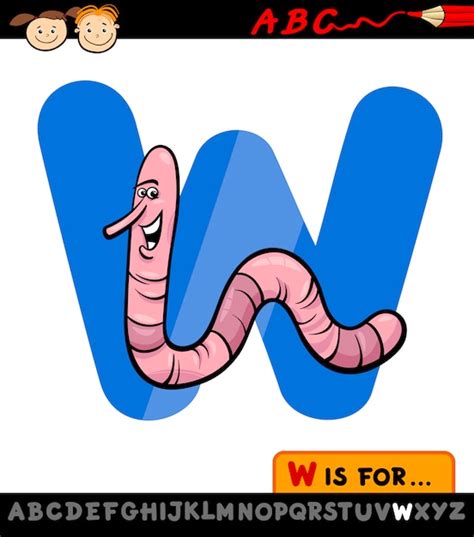 Premium Vector Letter W With Worm Cartoon Illustration