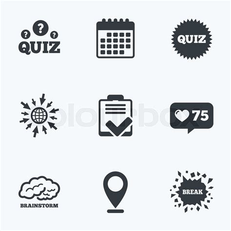 Quiz Icons Checklist And Brainstorm Symbols Stock Vector Colourbox