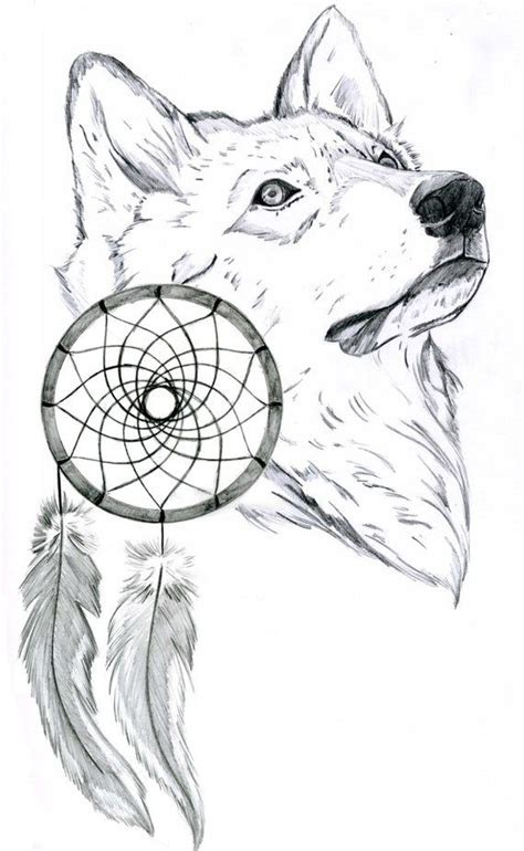 Wolf And Dreamcatcher Wolf Sketch Animal Drawings Wolf Drawing