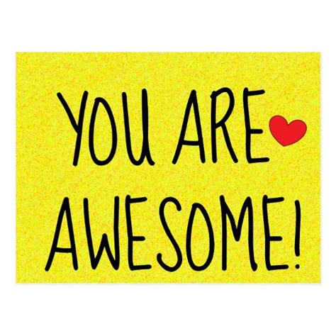 You Are Awesome Fun Quote Print Yellow Postcard Uk