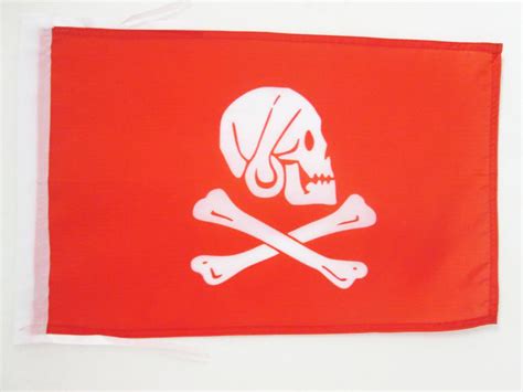 Pirate Henry Avery Red Flag 18 X 12 Cords Skull Pirates Small