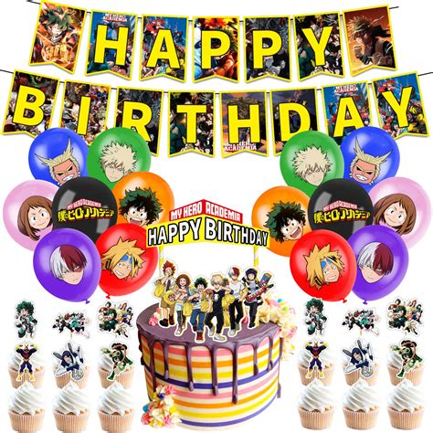 Buy My Hero Academia Party Supplies Birthday Decorations Set Including Balloons Banner Cake