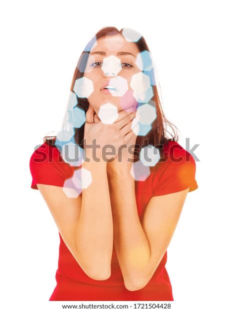 Woman Shows Sign Asphyxiation Emotional On Stock Photo Shutterstock