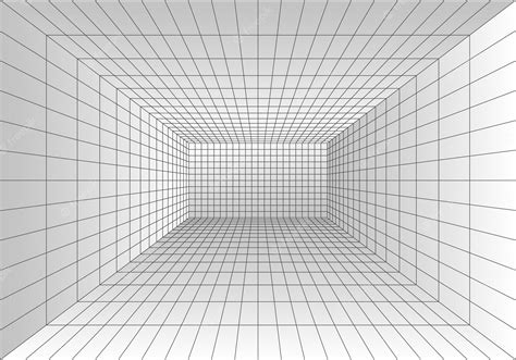 Premium Vector Perspective Grid Room Wireframe Abstract Cube Data