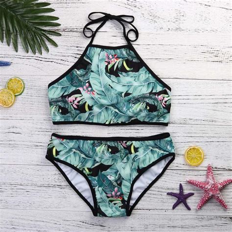 2018 women s bandage bikini set sexy leaves for rope swimsuit push up swimwear new drop shipping
