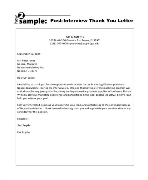 Sample Thank You Letter After Interview For Internal Position Interview Thank You Letter