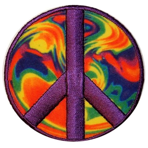 499 Psychedelic Hippie Peace Sign Iron On Badge Applique Patch Kn