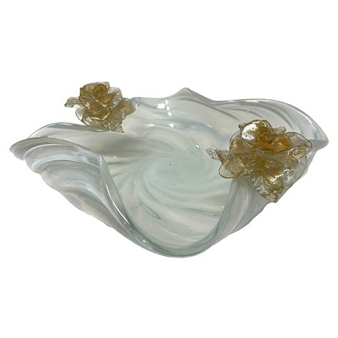 Archimede Seguso Handblown Murano Glass Clam Shell Centerpiece With