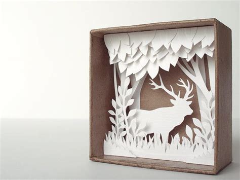 White Forest Shadow Box Papercut Silhouette By Papercutout 2500