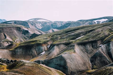 Icelandic Landscape Beautiful Mountains And Volcanic Area With Stock