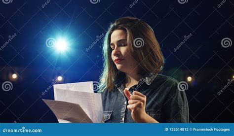 Actress Rehearsing In A Theater Stock Photo Image Of Emotional