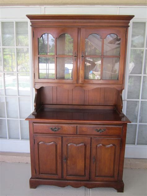 Vintage China Hutch Cabinet Curio Buffet With Glass Doors 2 Etsy